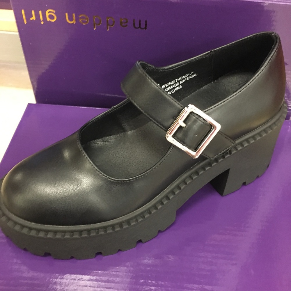 💜NEW💜Madden Girl Mary Jane style Black Loafers 💜🖤Wea